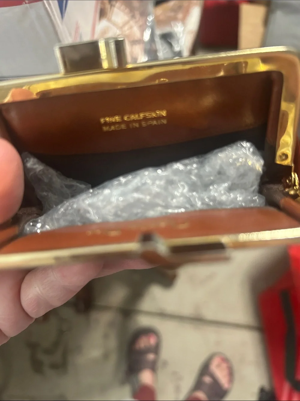 Dior Brown Leather Kiss-Lock Coin Purse